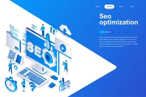 Seo optimization modern flat design isometric Stock Illustration