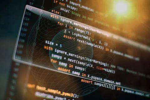 SEO optimization. Modern tech. PHP syntax highlighted. Writing programming fu Stock Photos