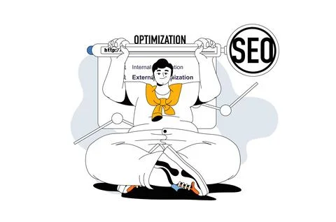Seo Optimization Outline Illustration Illustrazione stock