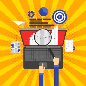 SEO optimization, programming and web analytics Stock Illustration