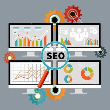 SEO optimization, programming process Illustrazione stock