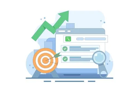 SEO optimization Promotion Concept. Web browser for digital marketing concept Illustrazione stock