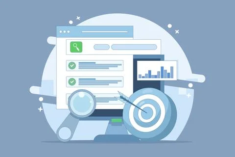 SEO optimization Promotion Concept. Web browser for digital marketing concept. 스톡 일러스트