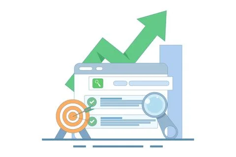 SEO optimization Promotion Concept. Web browser for digital marketing concept. Illustrazione stock