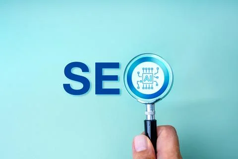 SEO optimization, search engine marketing, with Artificial intelligence ass.. Stock Photos