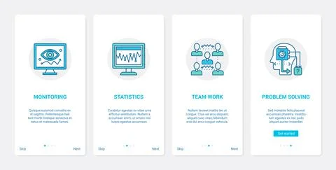 Seo optimization to solve website problems UX, UI onboarding mobile app page 스톡 일러스트