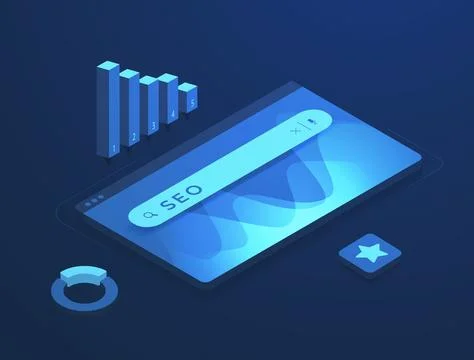 SEO optimization strategy concept. Analyze traffic, rank, and optimize website Stock Illustration