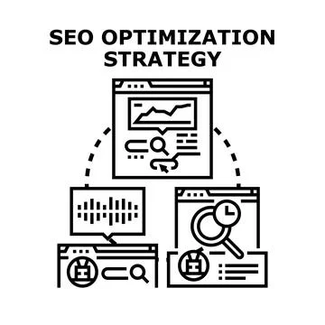 Seo optimization strategy developing web search analytics 库存插图