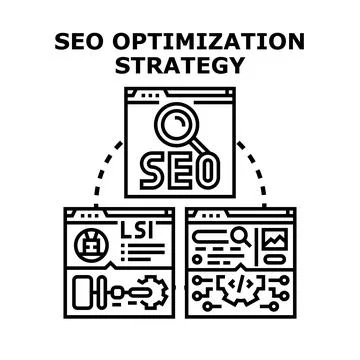Seo optimization strategy for digital marketing Stock Illustration