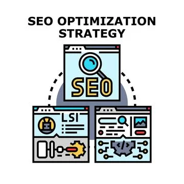 Seo optimization strategy for digital marketing 库存插图