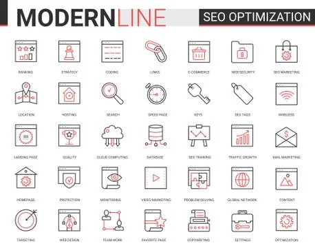 Seo optimization technology vector illustration set for internet optimizing Illustrazione stock