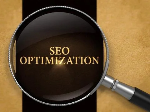 SEO Optimization through Loupe on Old Paper Stock Illustration