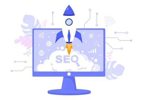 SEO Optimization Vector Illustration To Search Engine, App Development, Web P Stock Illustration