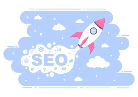 SEO Optimization Vector Illustration To Search Engine, App Development, Web P Stock Illustration