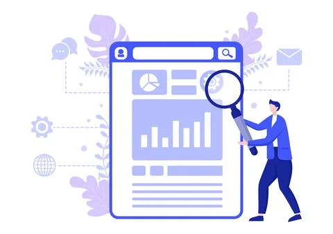 SEO Optimization Vector Illustration To Search Engine, App Development, Web P Stock Illustration