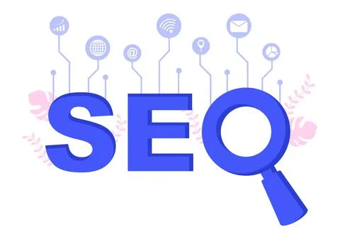 SEO Optimization Vector Illustration To Search Engine, App Development, Web P Stock Illustration