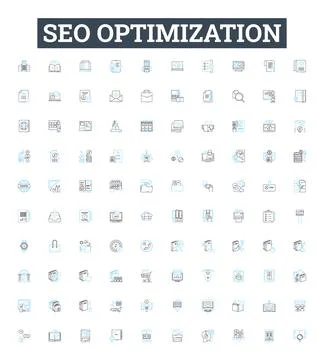SEO optimization vector line icons set. SEO, optimization, ranking, content Stockillustratie