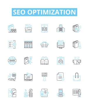 SEO optimization vector line icons set. SEO, optimization, ranking, content イラスト素材