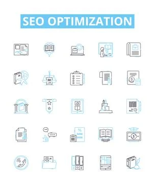 SEO optimization vector line icons set. SEO, optimization, ranking, content Illustrazione stock