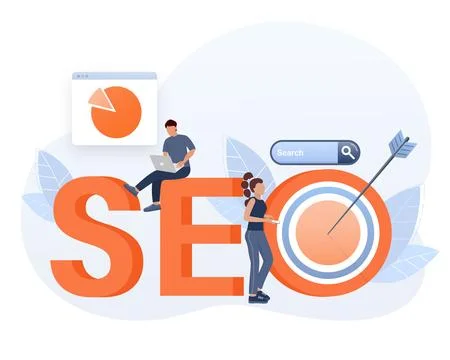 SEO Optimization, web analytics and seo marketing social media concept. Business 스톡 일러스트