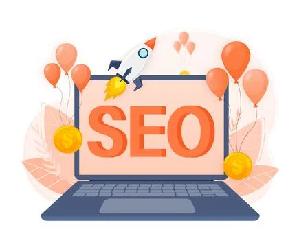 SEO Optimization, web analytics and seo marketing social media concept. Business Иллюстрация