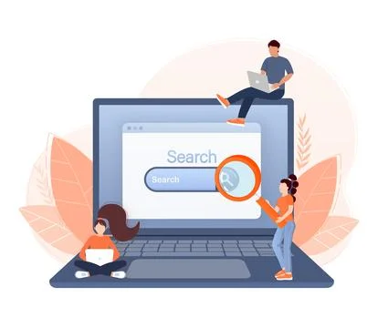 SEO Optimization, web analytics and seo marketing social media concept. Business Stockillustratie