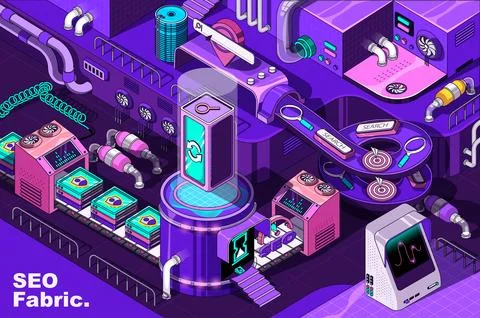 SEO optimization web concept in 3d isometric design. Search analytics, targ.. Stock Illustration