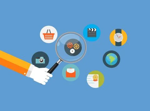 SEO Optimization,Web Analytics Flat Concept Vector Illustration 스톡 일러스트