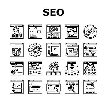 Seo optimize community icons set vector Stock Illustration