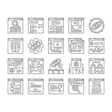 Seo optimize community icons set vector Stock Illustration