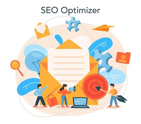 SEO optimizer concept. Idea of search engine optimization for website イラスト素材