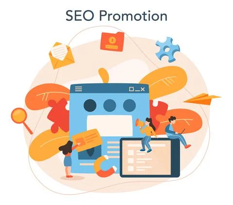 SEO optimizer concept. Idea of search engine optimization for website Stockillustratie