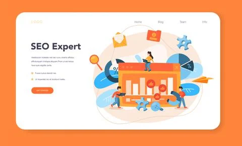 SEO optimizer web banner or landing page. Idea of search engine optimization Stock Illustration