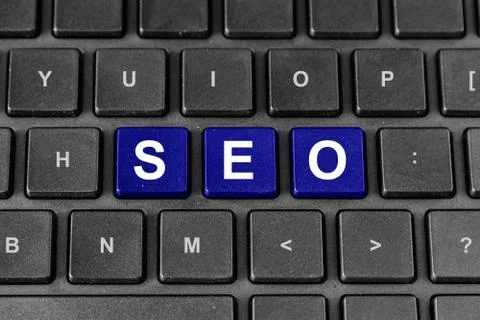 Seo or search engine optimization word on keyboard Stock Illustration