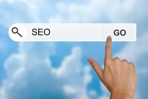 Seo or search engine optimization on search toolbar Illustrazione stock