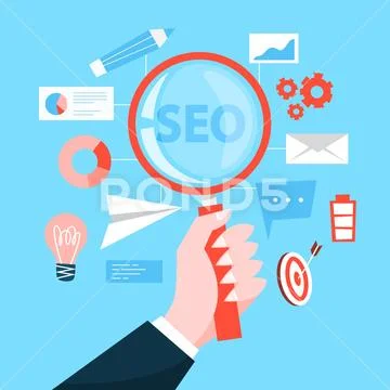 SEO or search engine optimization concept. Marketing strategy Stock Illustration