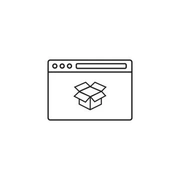 SEO Packages icon, browser with box, Stock Illustration