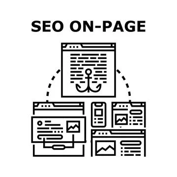Seo on page optimizing web content for search engines Stock Illustration