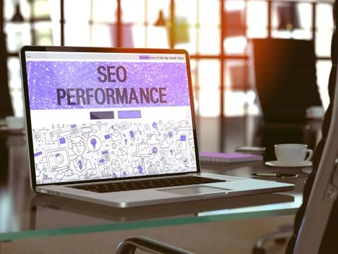 SEO Performance Concept on Laptop Screen Illustrazione stock