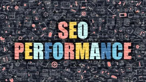 SEO Performance on Dark Brick Wall Illustrazione stock