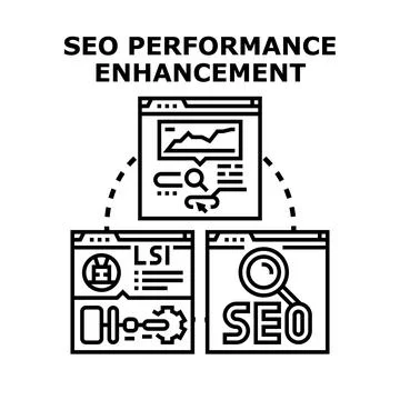 Seo performance enhancement optimizing search engine rankings Stock Illustration