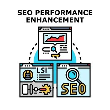 Seo performance enhancement optimizing search engine rankings Stock Illustration