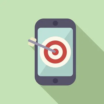 Seo phone target icon flat vector. Rank boost Stock Illustration