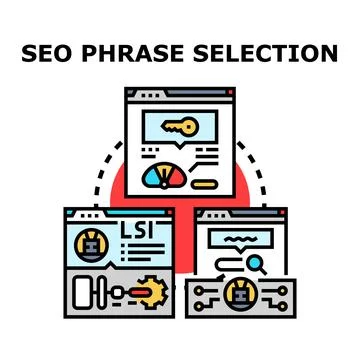 Seo phrase selection optimizing online search ranking Stock Illustration