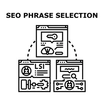 Seo phrase selection optimizing online search ranking Stock Illustration