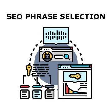 Seo phrase selection process for digital marketing Stock Illustration