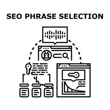 Seo phrase selection process for digital marketing Stock Illustration