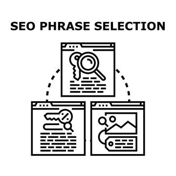 Seo phrase selection web pages analyzing content Stockillustratie