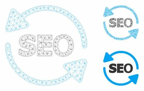 Seo Process Vector Mesh Network Model and Triangle Mosaic Icon Illustrazione stock