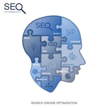 SEO puzzle head Stock Illustration